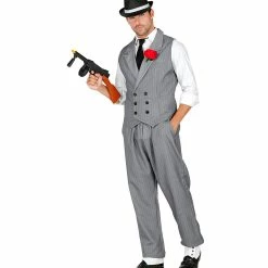 Widmann 1920's Gangster Grey Pinstripe Suit Men's 9 Widmann 1920's Gangster Grey Pinstripe Suit Men's