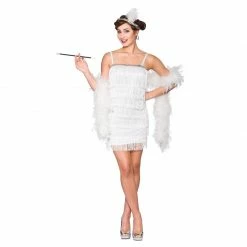 Wicked Decades And History Showtime Flapper Dress White