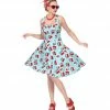 Widmann 1950's Rockabilly Cherry Dress Blue 1 Widmann 1950's Rockabilly Cherry Dress Blue
