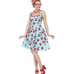 Widmann 1950's Rockabilly Cherry Dress Blue 7 Widmann 1950's Rockabilly Cherry Dress Blue