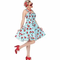 Widmann 1950's Rockabilly Cherry Dress Blue 8 Widmann 1950's Rockabilly Cherry Dress Blue