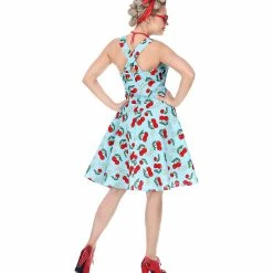 Widmann 1950's Rockabilly Cherry Dress Blue 9 Widmann 1950's Rockabilly Cherry Dress Blue
