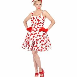 Widmann 1950's Rockabilly Cherry Dress White