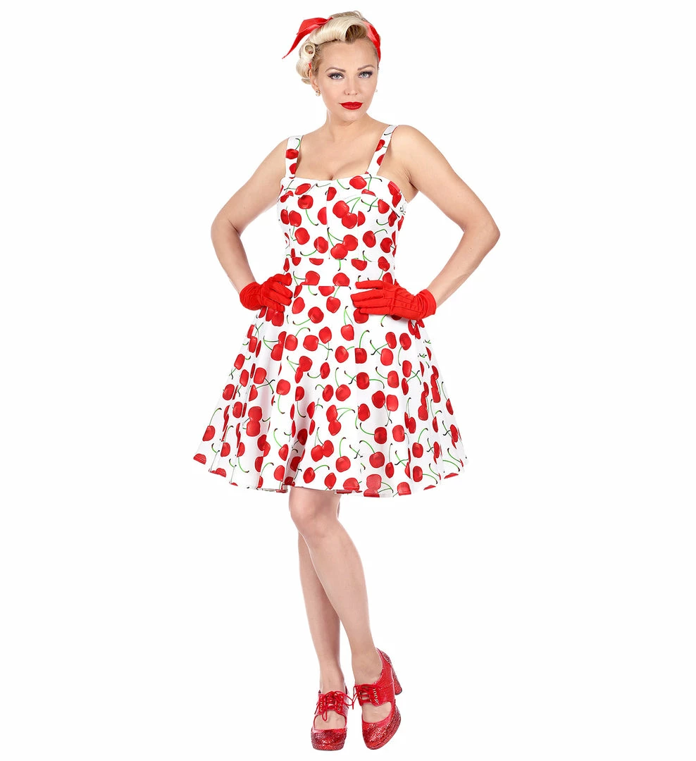 Widmann 1950's Rockabilly Cherry Dress White 3 Widmann 1950's Rockabilly Cherry Dress White