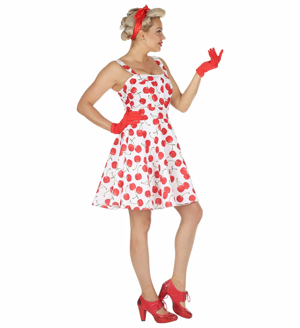 Widmann 1950's Rockabilly Cherry Dress White 4 Widmann 1950's Rockabilly Cherry Dress White