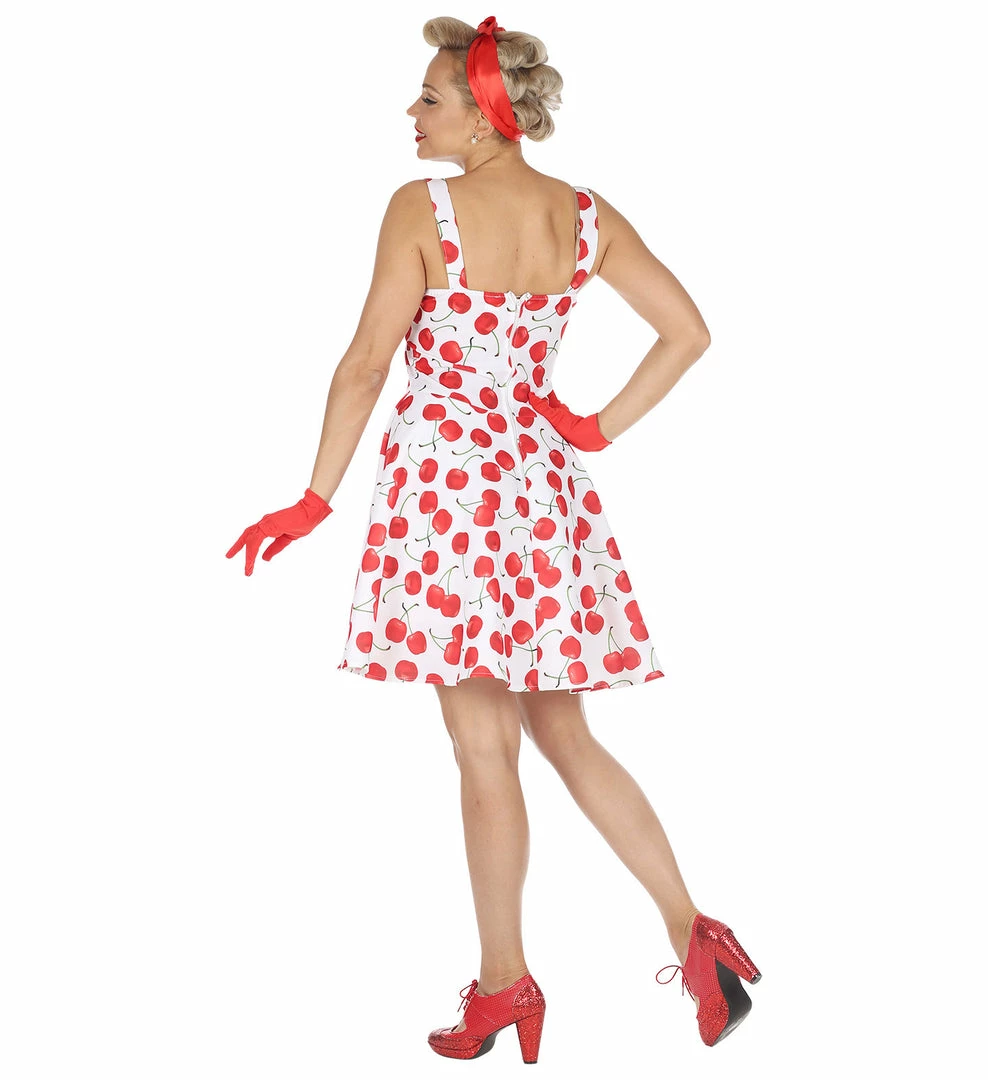 Widmann 1950's Rockabilly Cherry Dress White 5 Widmann 1950's Rockabilly Cherry Dress White