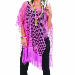 Funshack 1980s Neon Pink Long Net Top 1980's