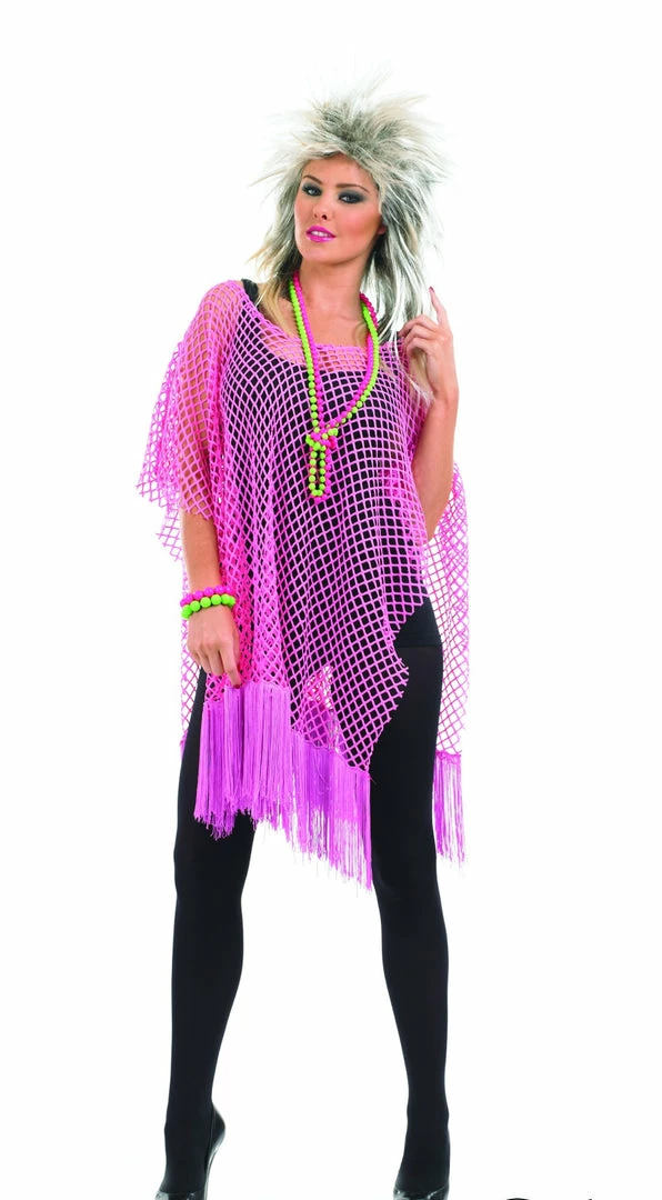 Funshack 1980s Neon Pink Long Net Top 1980's 4 Funshack 1980s Neon Pink Long Net Top 1980's