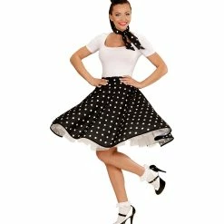 Widmann 50's Rockabilly Black Polka Dot Skirt And Neckscarf
