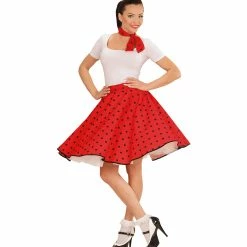 Widmann 50's Rockabilly Red Polka Dot Skirt And Neckscarf