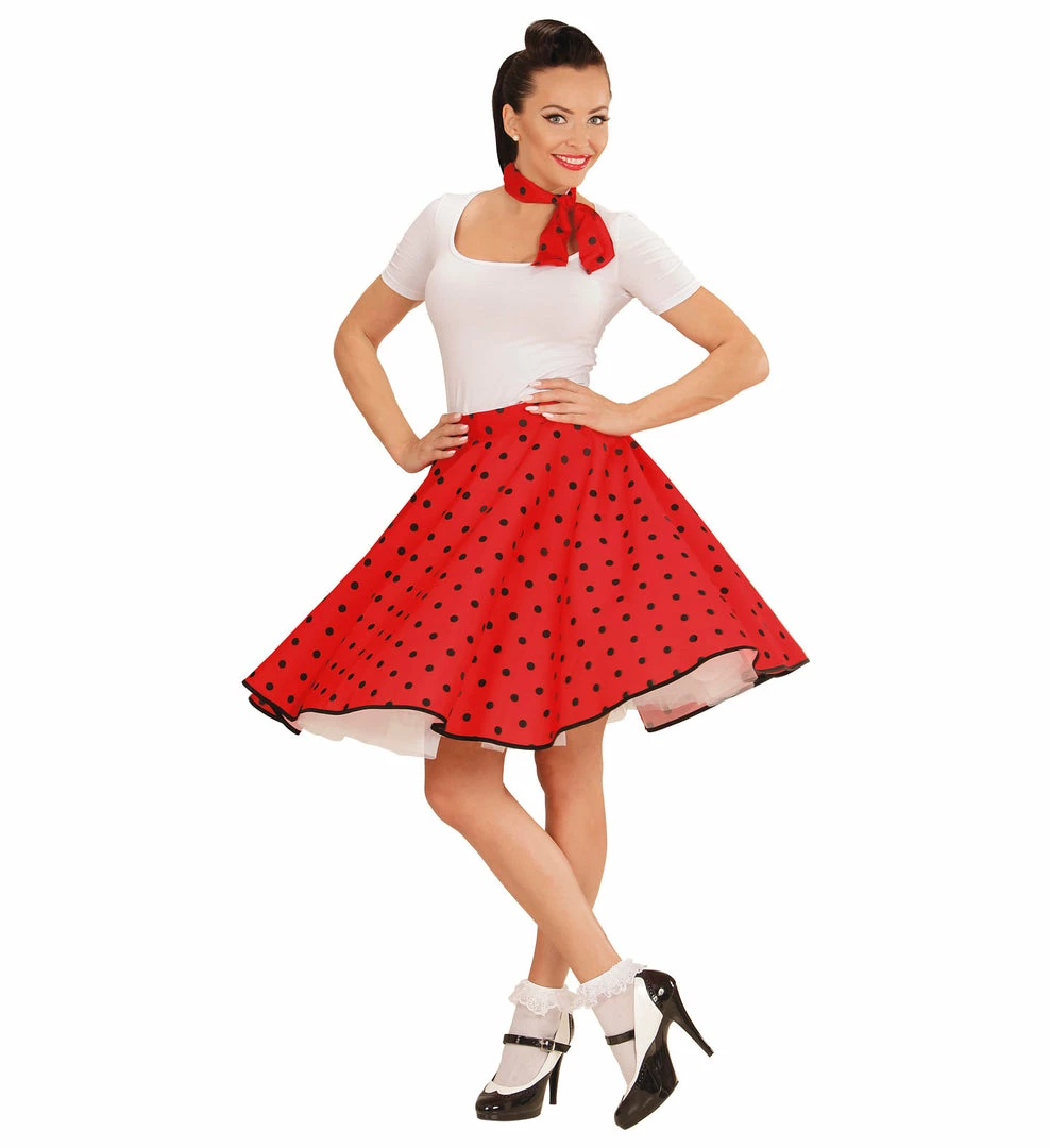 Widmann 50's Rockabilly Red Polka Dot Skirt And Neckscarf 3 Widmann 50's Rockabilly Red Polka Dot Skirt And Neckscarf