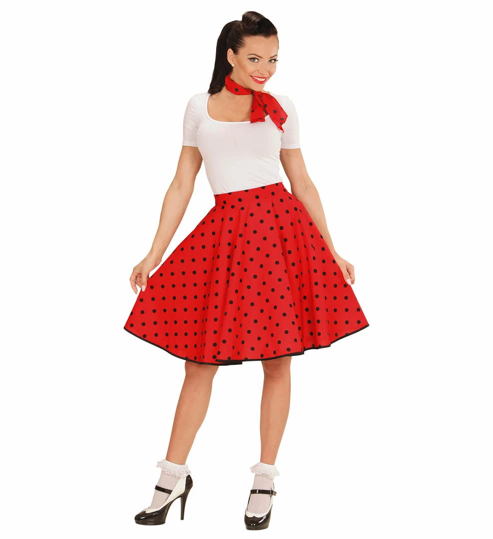 Widmann 50's Rockabilly Red Polka Dot Skirt And Neckscarf 5 Widmann 50's Rockabilly Red Polka Dot Skirt And Neckscarf