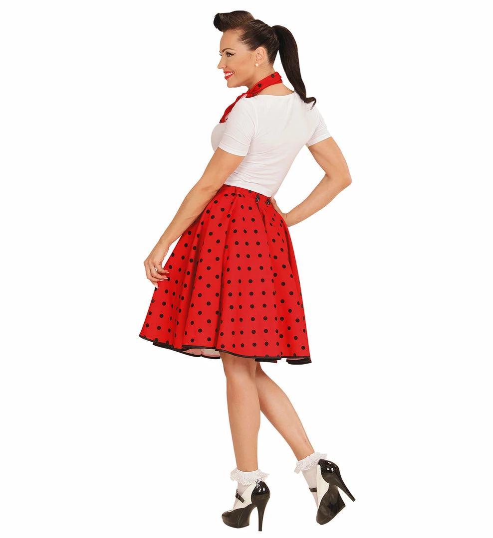 Widmann 50's Rockabilly Red Polka Dot Skirt And Neckscarf 4 Widmann 50's Rockabilly Red Polka Dot Skirt And Neckscarf