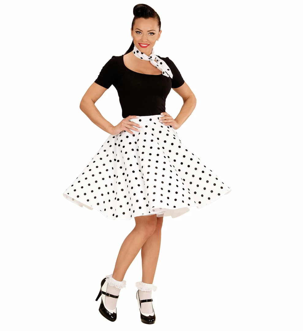 Widmann 50's Rockabilly White Polka Dot Skirt And Neckscarf Decades And History 5 Widmann 50's Rockabilly White Polka Dot Skirt And Neckscarf Decades And History