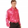 Widmann 70's Disco Ruffle Satin Shirt Pink 1970's 2 Widmann 70's Disco Ruffle Satin Shirt Pink 1970's