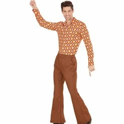 Widmann 70's Groovy Disco Flares Trousers Brown 7 Widmann 70's Groovy Disco Flares Trousers Brown