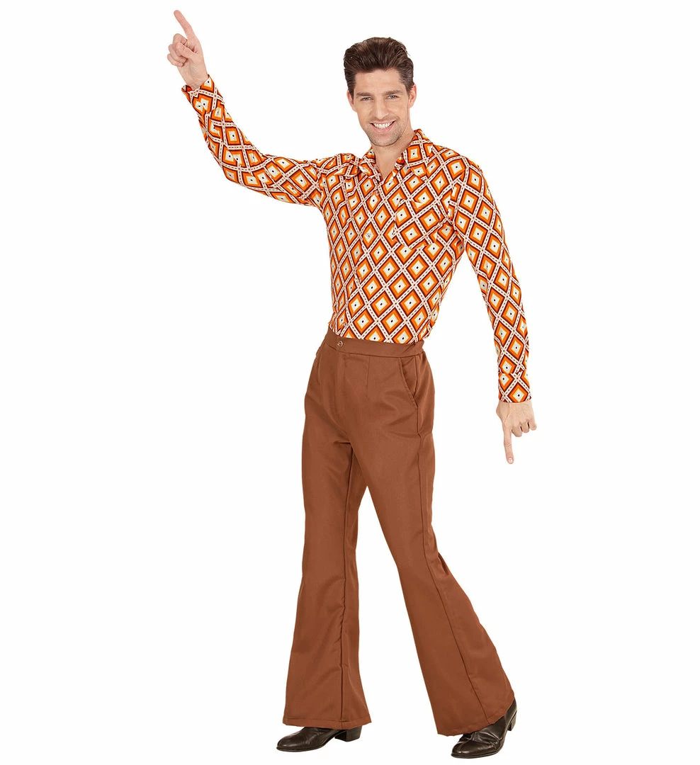 Widmann 70's Groovy Disco Flares Trousers Brown 5 Widmann 70's Groovy Disco Flares Trousers Brown