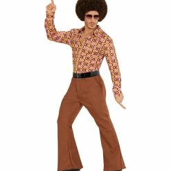 Widmann 70's Groovy Disco Flares Trousers Brown