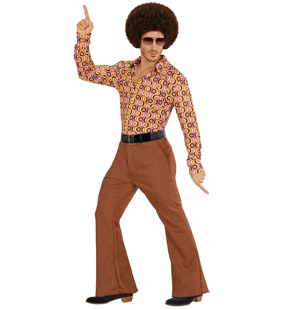 Widmann 70's Groovy Disco Flares Trousers Brown 4 Widmann 70's Groovy Disco Flares Trousers Brown