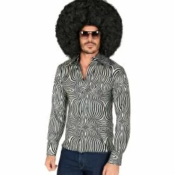 Widmann 70's Groovy Shirt Silver & Black Men's 7 Widmann 70's Groovy Shirt Silver & Black Men's