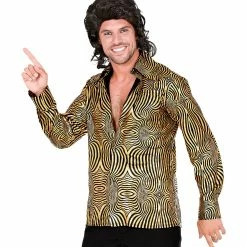 Widmann 70's Groovy Disco Shirt Gold & Black Men's 1970's