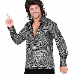 Widmann 70's Groovy Shirt Silver & Black Men's