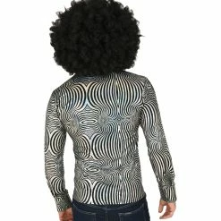 Widmann 70's Groovy Shirt Silver & Black Men's 9 Widmann 70's Groovy Shirt Silver & Black Men's