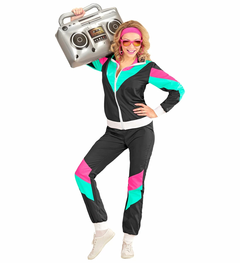 Widmann 80's Black Shell Suit Costume 4 Widmann 80's Black Shell Suit Costume