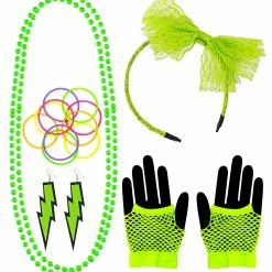 Widmann 1980's Neon Green 80's Costume Accessory Set