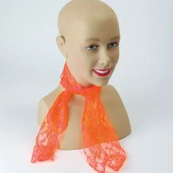 My Fancy Dress Decades And History 80's Neon Lace Scarf In Orange