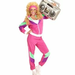 Widmann 80's Pink Shell Suit Costume Ladies 1980's