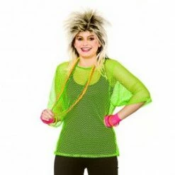 Wicked 1980's 80's Neon Green Mesh Top