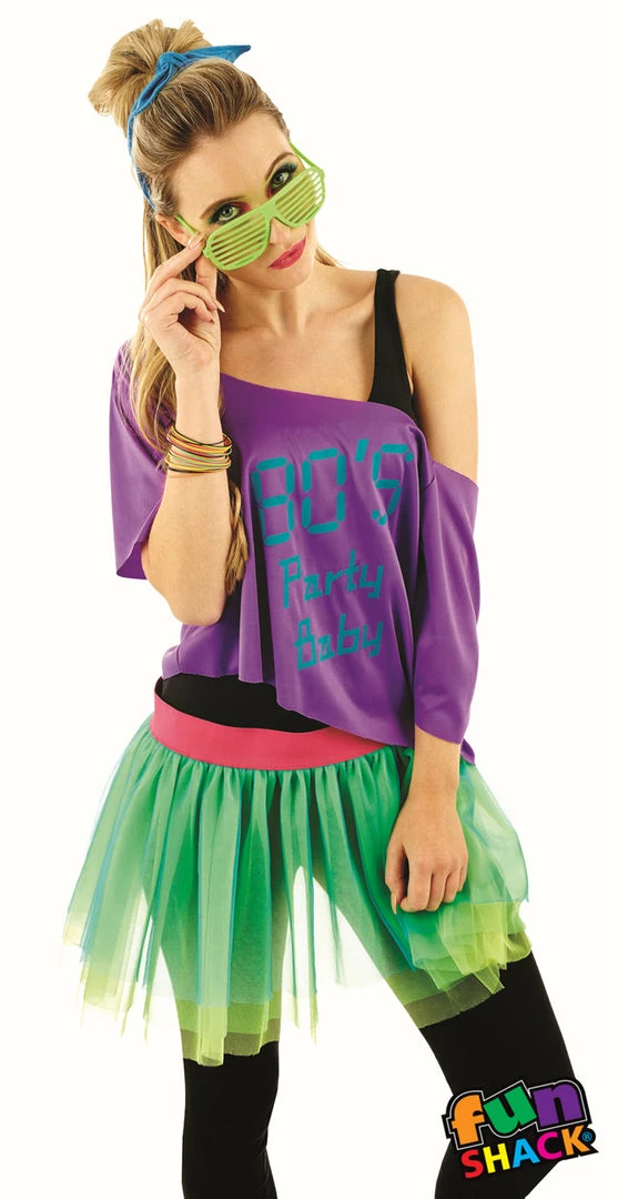 Funshack 80's Print Tutu Costume Kit 1980's 3 Funshack 80's Print Tutu Costume Kit 1980's