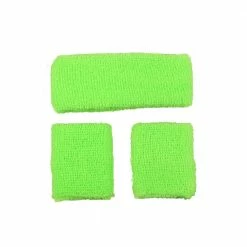 Wicked 80's Sweatband And Wristbands - Neon Green 1980's