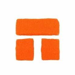 Wicked 1980's 80's Sweatband And Wristbands - Neon Orange