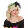 Bristol 80's Style Lacey Neon Bow Headband Green