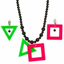 Bristol 1980's 80s Neon Necklace And Earrings Set