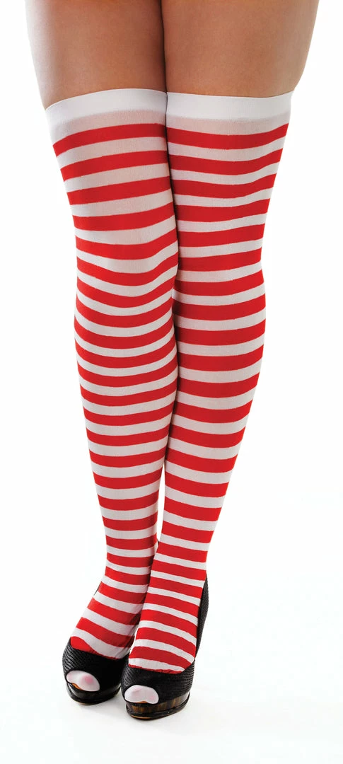 Bristol Adult Red And White Striped Thigh High Stockings Ladies Christmas 3 Bristol Adult Red And White Striped Thigh High Stockings Ladies Christmas