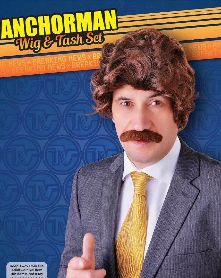 Bristol Wigs Anchorman Wig & Tash Set 3 Bristol Wigs Anchorman Wig & Tash Set