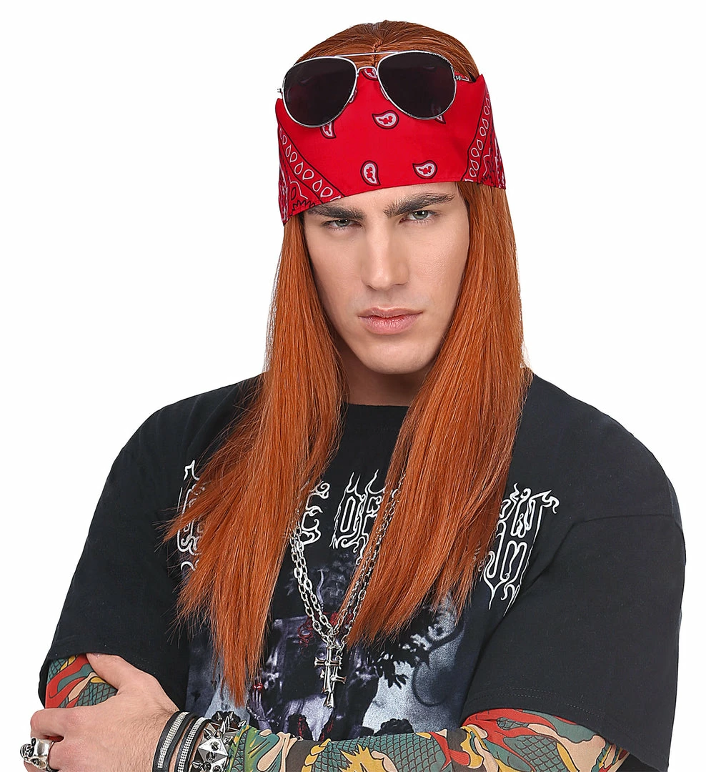 Widmann Axel Rose Wig With Bandana And Sunglasses 1980's 4 Widmann Axel Rose Wig With Bandana And Sunglasses 1980's