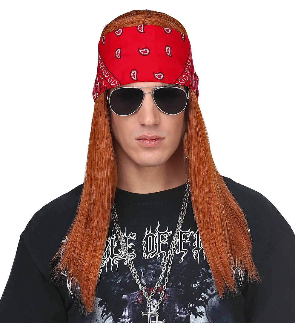 Widmann Axel Rose Wig With Bandana And Sunglasses 1980's 3 Widmann Axel Rose Wig With Bandana And Sunglasses 1980's