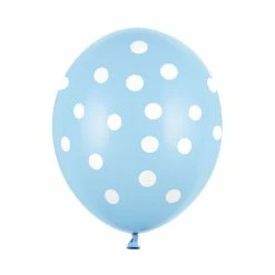 Partydecor Baby Blue Pastel Balloons With Dots 30cm Pack Of 6 Party Supplies