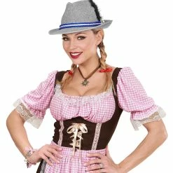 Fiestas Guirca Bavarian Fedora Hat With Edelweiss & Feather World Costumes