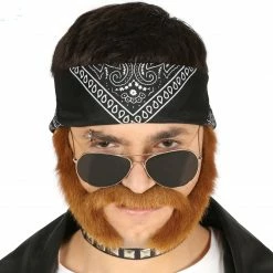 Fiestas Guirca Wigs Biker Mutton Chops Ginger & Moustache