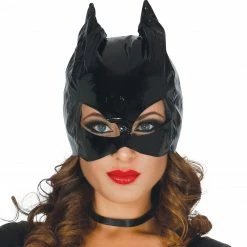 Fiestas Guirca Black Kitty Vinyl Mask Superhero & Villiain