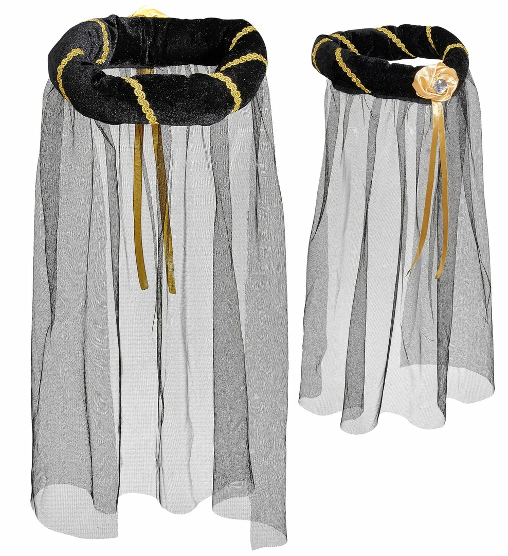 Widmann Medieval, Renaissance & Tudor Costumes Black Medieval Headdress With Veil 4 Widmann Medieval, Renaissance & Tudor Costumes Black Medieval Headdress With Veil