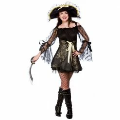 Wicked Historical Costumes Black Pirate Treasure Costume Adult
