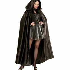 Widmann Black Satin Hooded Cape Halloween