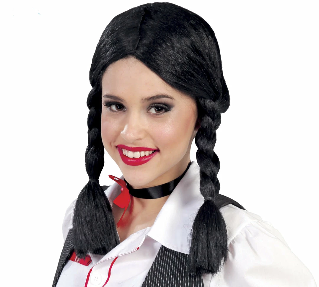 Fiestas Guirca Black Schoolgirl Pig Tails Wig Wigs 4 Fiestas Guirca Black Schoolgirl Pig Tails Wig Wigs