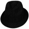 Wicked Black Pinstripe Fedora Hat 1920's
